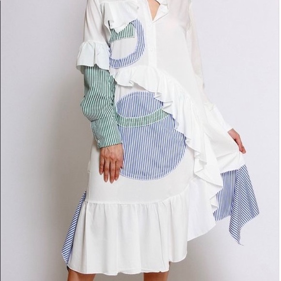 Print Contrast Trim Asymmetrical Dress